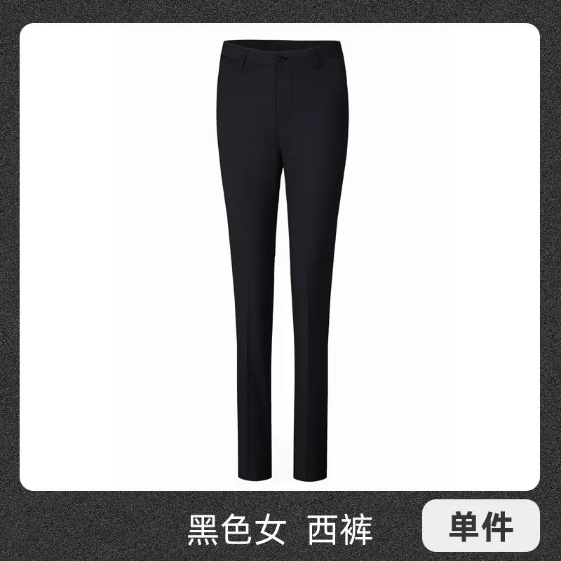 2026 New Women's Blue Plain-colored Slacks, Non-iron Men's Business/office Formal Trousers, Available in Black, Gray.