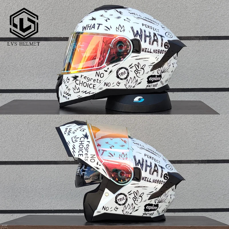 2025 latest motorcycle helmet modular flip helmet casque moto semi full duplex helmet suitable for both men and women LVS-909