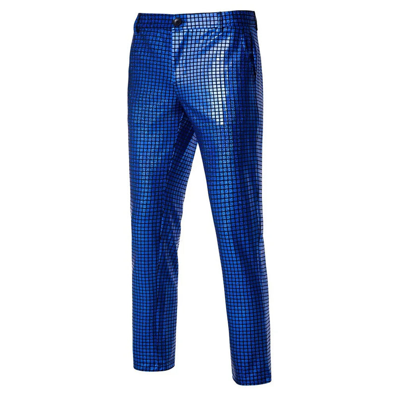 2026 New Men's Bright Green Plaid Suit Pants 2025 Spring Fashion Trousers Black Blue Silver Pantalones Hombre