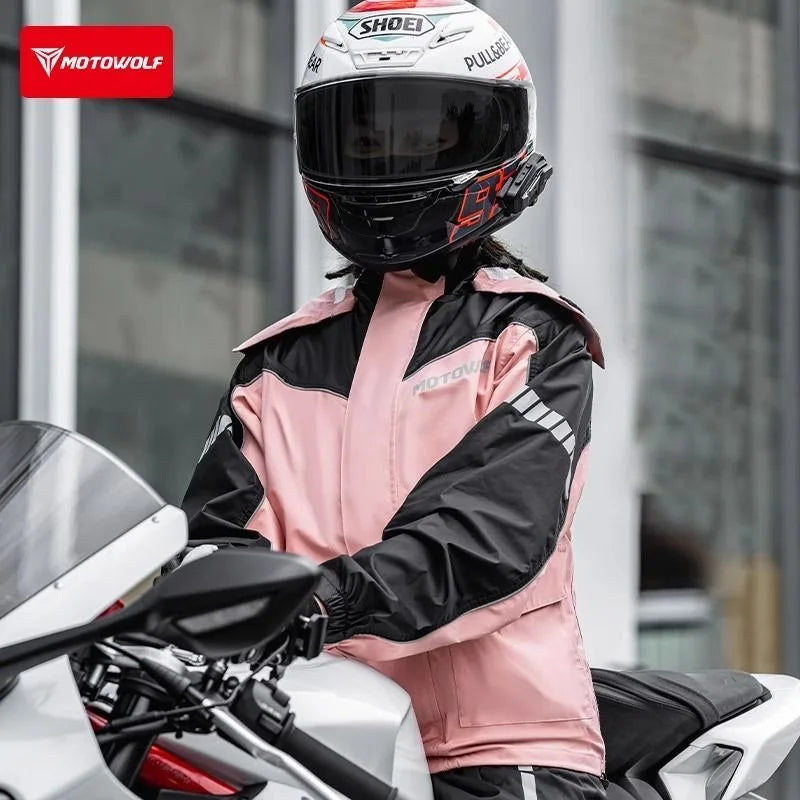 អាវភ្លៀងសម្រាប់ជិះម៉ូតូ MOTOWOLF សម្រាប់ស្ត្រី និងបុរស ការពារទឹកជ្រាប ការពារព្យុះភ្លៀង អាវភ្លៀងសម្រាប់ជិះលេងជាក្រុម