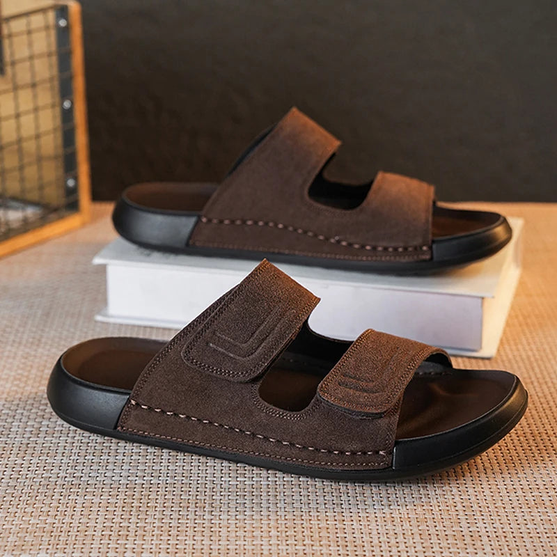 Men's Casual Slippers Summer Breathable Lightweight Soft Sole Outdoor Beach Walking Shoes Slip On Slide Comfort Fashion Slippers