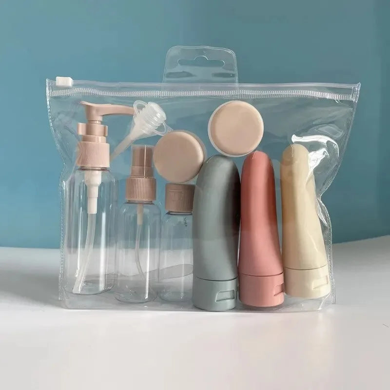 11pcs Travel Sub-bottling Set ,Leak-Proof Travel Toiletry, Airplane Approved Size,Spray Bottle & Squeeze Tubes with Bag