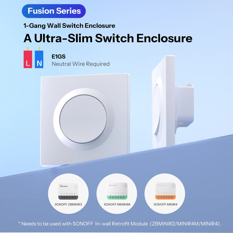 SONOFF E1GS Wall Switch Enclosure PC Material Ultra-Slim Design Installation Enclosure For Fusion Series MINIR4/MINIR4M/ZBMINIR2
