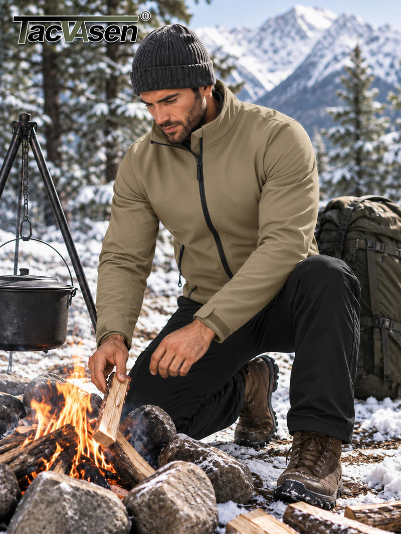 TACVASEN Men's Softshell Fleece Lined Waterproof Jacket Winter Thermal Trekking Waterproof Rain Coat For Outdoor Hiking Jackets