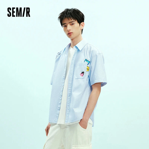 អាវ Semir សម្រាប់បុរសនិងស្ត្រី ដៃខ្លី លំនាំប៉ាក់ លំនាំ Seersucker រចនាប័ទ្មគូស្នេហ៍ រដូវក្តៅ ឆ្នាំ២០២៦ អាវធម្មតា ស្លៀកជារៀងរាល់ថ្ងៃ