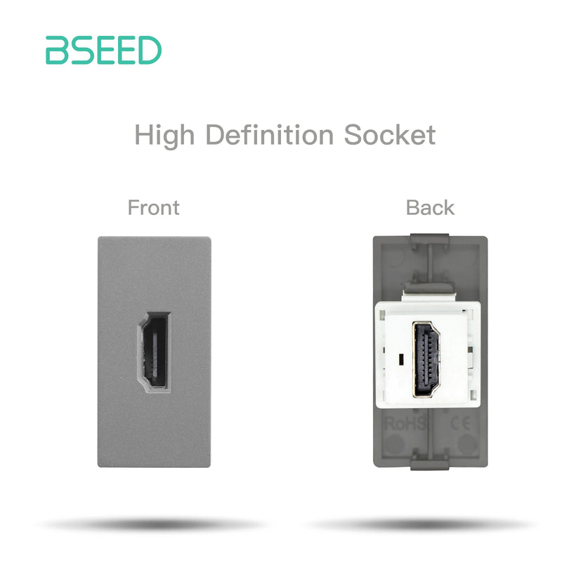 BSEED Wall Socket Internet Cat6 Parts Plastic Frame USB Type-C Charge Port TV HDMI Interface DIY Function Part Free Combination