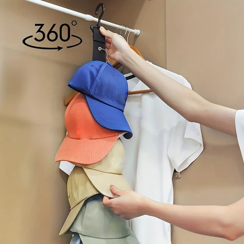 1pc MultifunctionalHat Rack with 8 Clips, Holds 16 Baseball Caps,for Hats Clothes,Space‑Saving Storage for Wardrobe Home Use