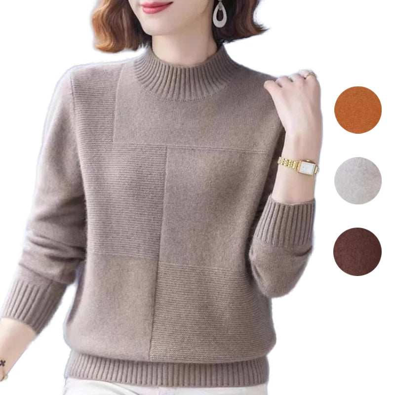 ទាញ Hiver Femme អាវកអាវពាក់កណ្តាលខ្ពស់ថ្មីសម្រាប់ស្ត្រីរដូវស្លឹកឈើជ្រុះរដូវរងារោមចៀមប៉ាក់បាតអាវធំស្ត្រី