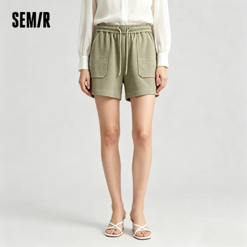 Semir Womens Shorts 2026 Elastic Waist Knitted Straight Loose Sports Style Casual Fashion