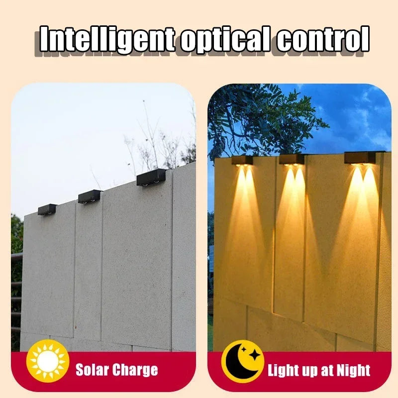 Wireless LED Solar Wall Lamp IP65 Waterproof Solar Step Light Garden Fence Stairs Deco Square Outdoor Atmosphere Lighting