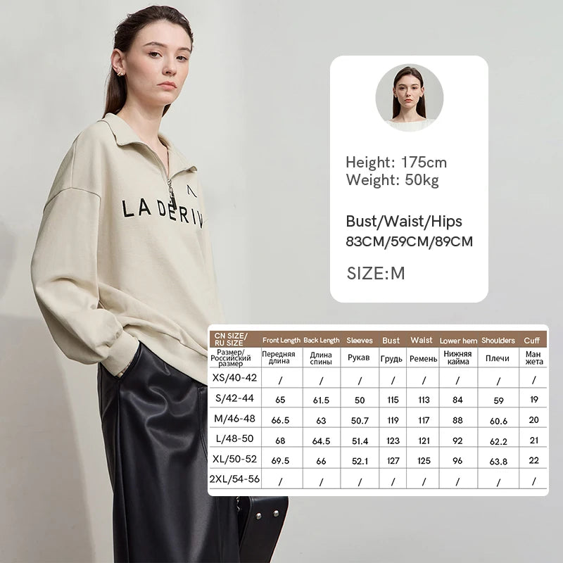 AMII Sweatshirts for Woman 2026 Autumn New Long Sleeve Tops Casual Knit Cotton Turtleneck Embroidered Woman Sweatshirts 12523031