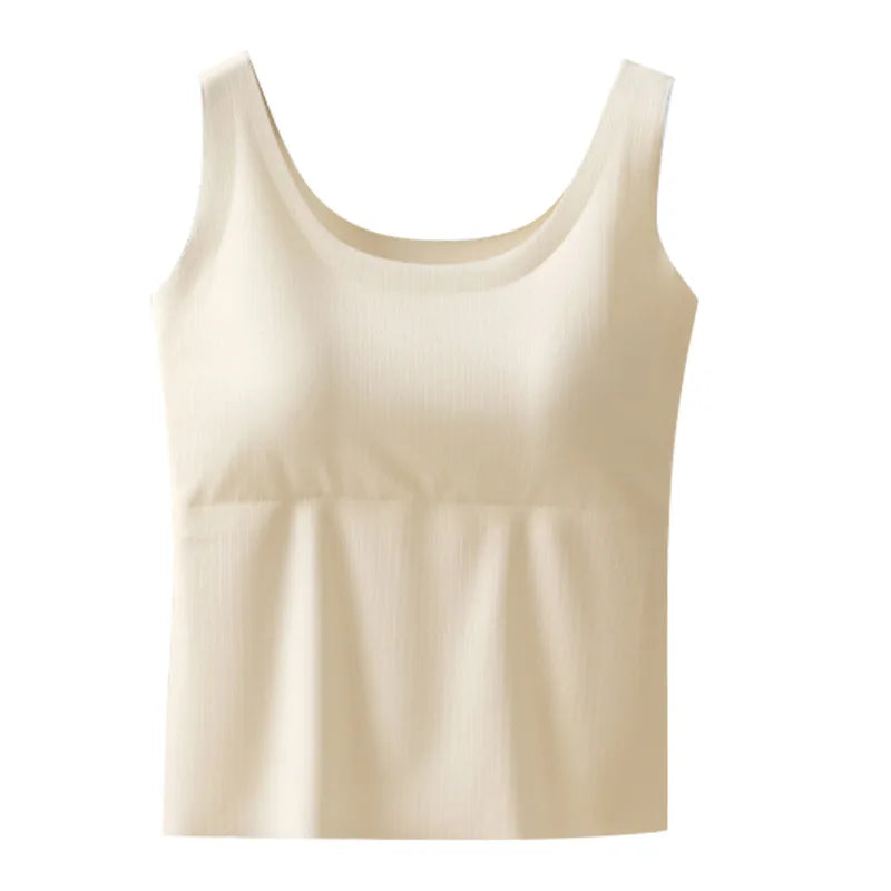 Ice Silk Seamless Outer Wear Suspender Vest Women's Back Underwear with Chest Pads New Base Sleeveless Top One Piece Pajamas