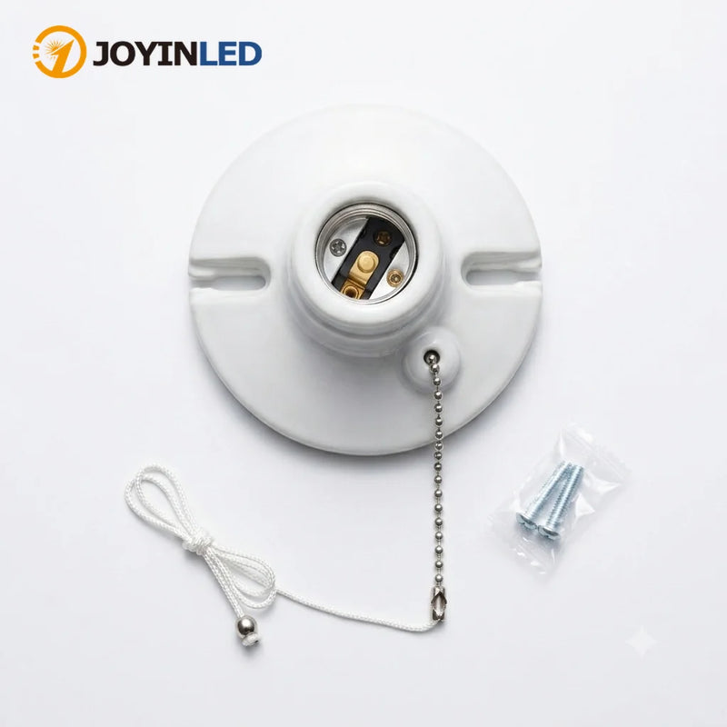 ជើងទ្រចង្កៀង JOYINLED 2/10 ដុំ មានខ្សែសម្រាប់ដាក់ជាមួយខ្សែសង្វាក់ទាញ 660W ជើងទ្រចង្កៀងប្រភេទ Incandescent/Fluorescent/CFL 27 ជើងទ្រចង្កៀងប្រភេទប៉សឺឡែន