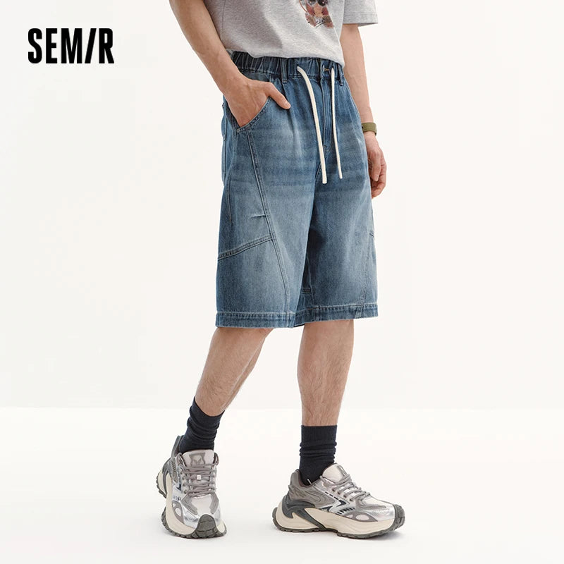 Semir Men Pants Denim Loose Waist Binding Elastic Drawstring Casual Style Soft Comfortable Daily Wear 2026 Summer Fashion Top