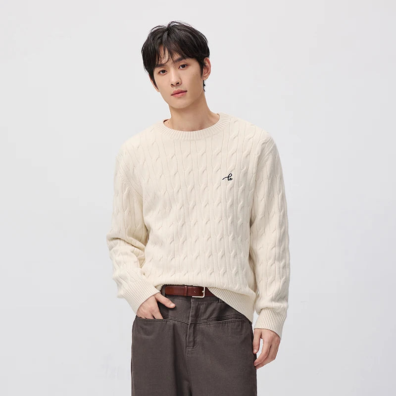 Semir Men Knit Sweater Vintage Style Cable Knit 2026 New Winter Daily Wear Urban Casual Style Cold Weather Layering