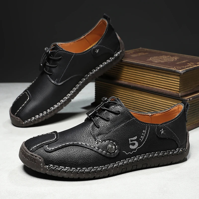 Mens Walking Shoes Large Size 38-48 High-quality Handmade Casual Leather Mens Outdoor Breathe Walking Fashion Flat Sneakers