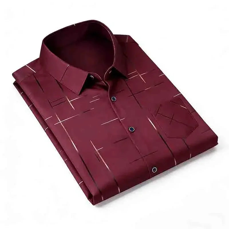 2026 Casual Business Men's Fashion Casual Short Sleeve Shirt Anti-Wrinkle Geometric Print Daily Top
