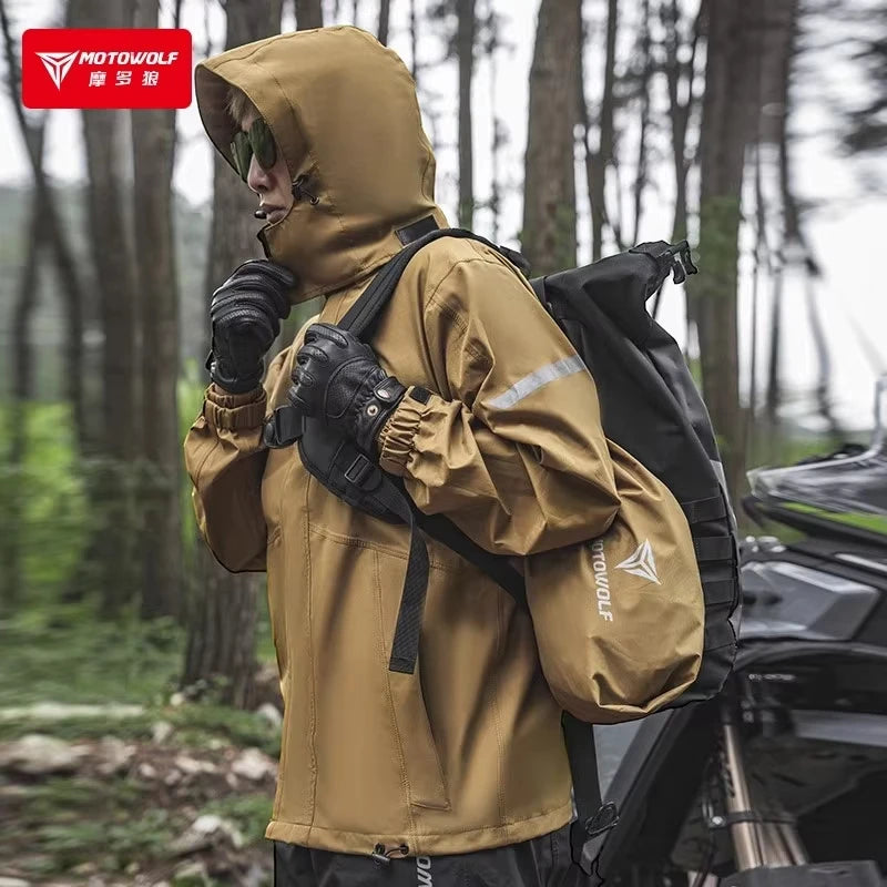 ឈុតអាវភ្លៀងម៉ូតូ MOTOWOLF ការពារព្យុះភ្លៀង ខោអាវការពារទឹក អាវភ្លៀងអ្នកជិះម៉ូតូ បោះតង់ក្រៅផ្ទះ