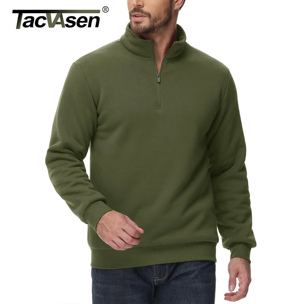 TACVASEN Mens Turtleneck Fleece Sweatshirts Casual Quarter Zip Sherpa Lined Sweatshirt Running Sports Hoodie Pullovers Tops Male