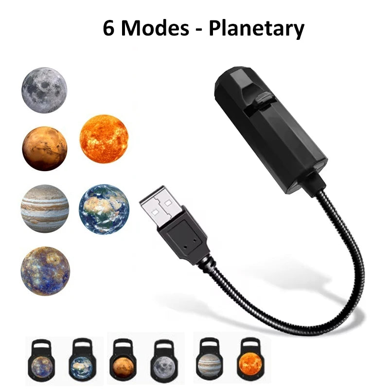 USB LED Star Galaxy Projector Lamp Moon Earth Night Light Wall Switchable Pattern Projection Lamp for Home Bedroom Decoration