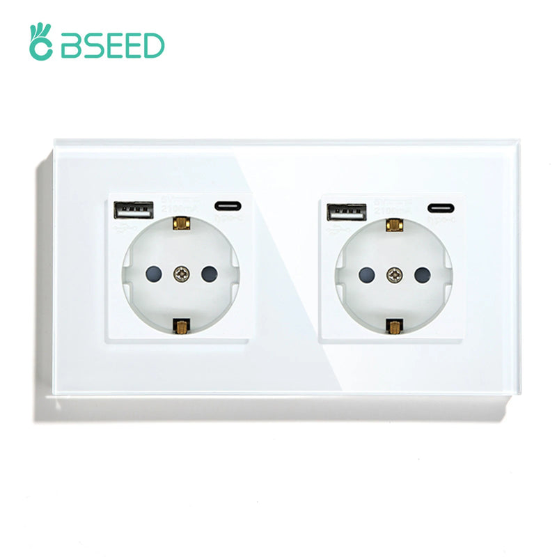 BSEED Touch Light Switches LED Backlight EU Wall Sockets Switches Glass Panel Max.Load 300W 1/2/3Gang 1Way LED Light Switches