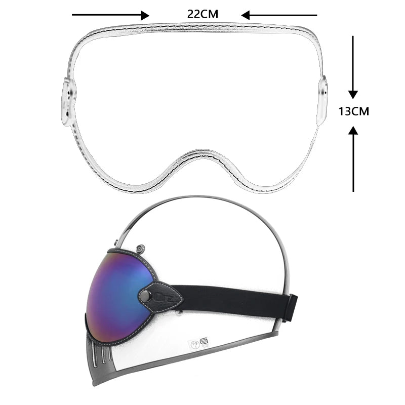 ORZ retro helmet goggles four 3/4 helmet bubble full face all season goggles motorcycle semi covered helmet lens