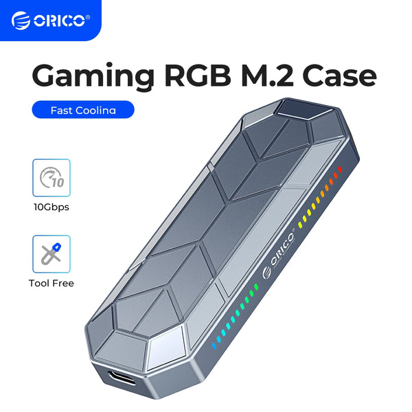 ORICO M2 SSD Enclosure M.2 NVME Solid State Drive Case RGB to USB 3.1 Gen2 10Gbps SSD Box Cool Game Style Computer Accessories