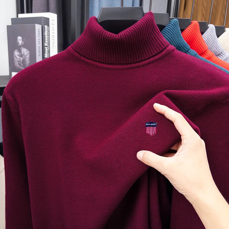 Best Seller Men Long-Sleeved Knitwear High Neck Letter Embroidery Autumn Winter New Comfort Pullover Leisure Versatile Men'sWear