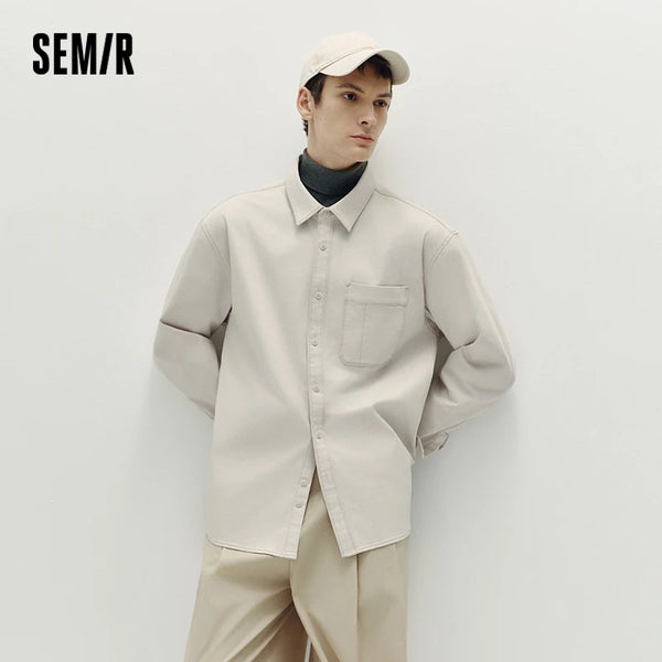 អាវបុរស Semir ដេរផ្ទុយ សម្លៀកបំពាក់ធ្វើការ មានហោប៉ៅ រលុង ទន់ភ្លន់ ស្ទីលធម្មតា អាវរដូវស្លឹកឈើជ្រុះ ស្លៀកប្រចាំថ្ងៃ 2026