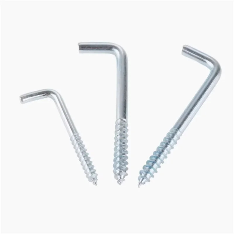 20/10Pcs Screw-In Cup Hook Picture Frame Plant Lamp Light Net Wire Eye Bolt Screw in Spiral Hanger L Cup Hook Kitchen Tool