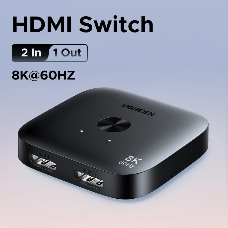 UGREEN HDMI 2.1 Splitter Switch 8K 60Hz 4K120Hz 2 in 1 out for TV Xiaomi Xbox Series X PS5 HDMI-compatible Monitor HDMI Switcher