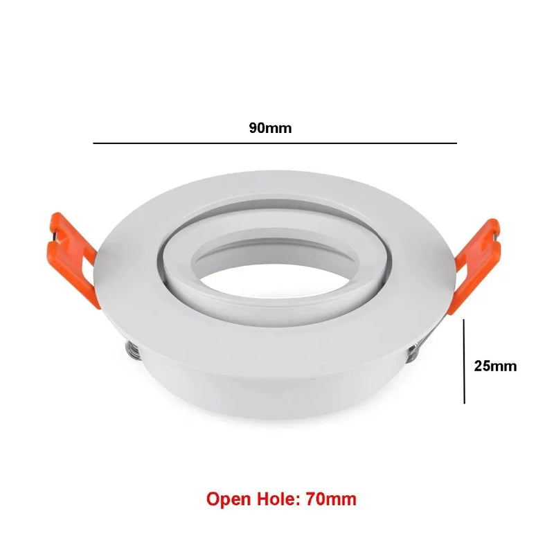 ភ្លើង LED រាងមូលការ៉េ 1/10 ដុំ កាត់រន្ធ 70mm សម្រាប់ពិដាន ជើងទ្រចង្កៀងចំណុច GU10 MR16 ស៊ុមអាលុយមីញ៉ូម ចង្កៀងចំណុច