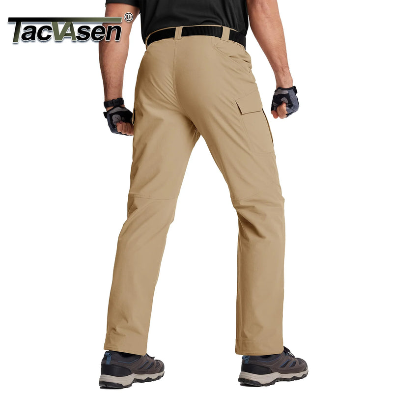 TACVASEN Summer Quick Dry Pants Men Stretch Fabric Cargo Pants Multi-Pockets Outdoor Trousers Lightweight Workout Hiking Pants