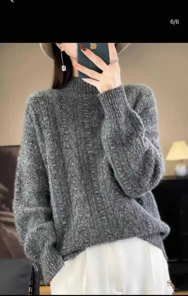 Half Turtleneck Warm Pullover Tops New Autumn Winter Knitwear Woman Clothing Spring Long Sleeve Blouse Pull Women's Sweater