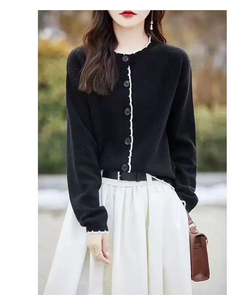 Fashion Spring Autumn Knitting Woman Clothes New Woolen Long Sleeve Tops Buttons Cardigan Coat Knitwear Jacket Female Sweater