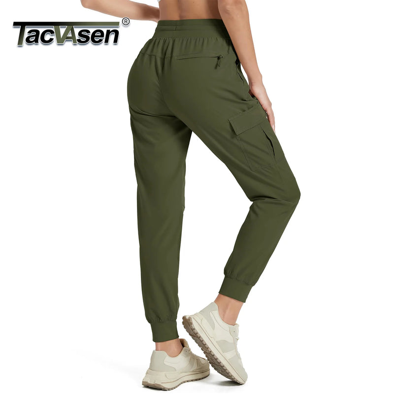 TACVASEN Quick Dry Waterproof Hiking Pants Women's Lightweight Cargo Joggers 5 Pockets Tactical Outdoor Travel Trousers