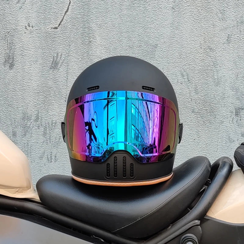 ORZ Retro Full Helmet Motorcycle Motorcycle Helmet Four Seasons Couple Street Bike Helmet Riding