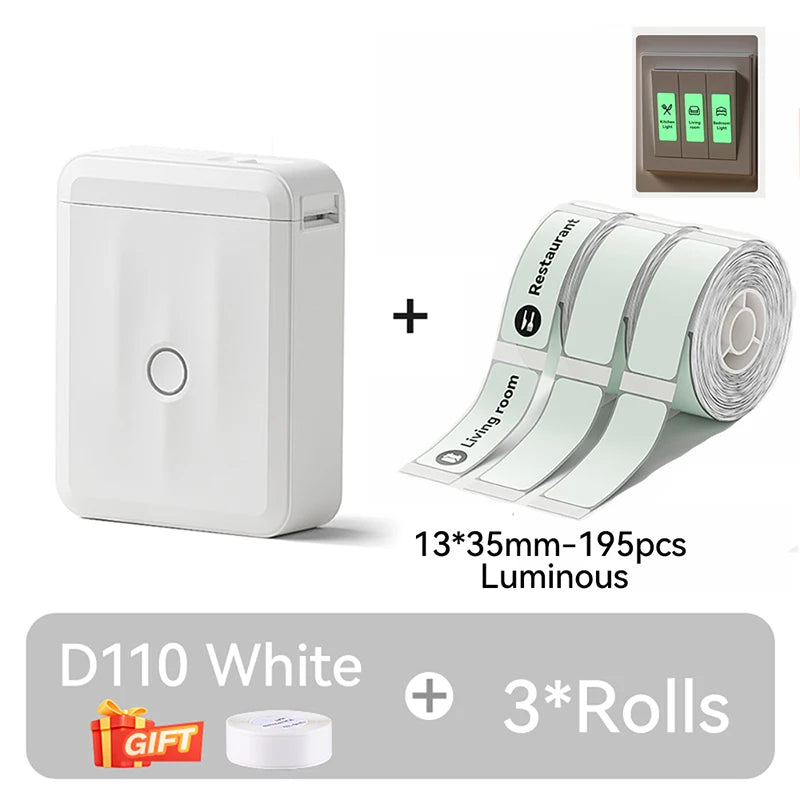 Mini Portable NIIMBOT D110 Switch Label Printer Inkless Thermal Label Self-adhesive Sticker Home Wireless Labeling Machine