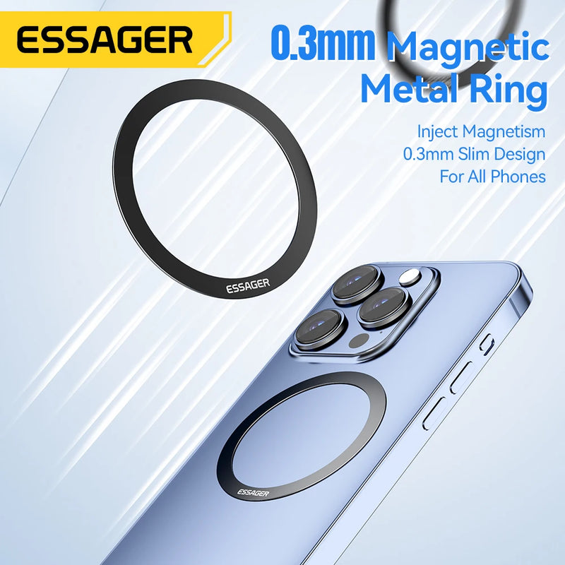 Essager Universal Magnetic Metal Ring for iPhone 16 15 14 13 for Magsafe for Samsung Xiaomi Wireless Charging Plate 8/6/4/2PCS