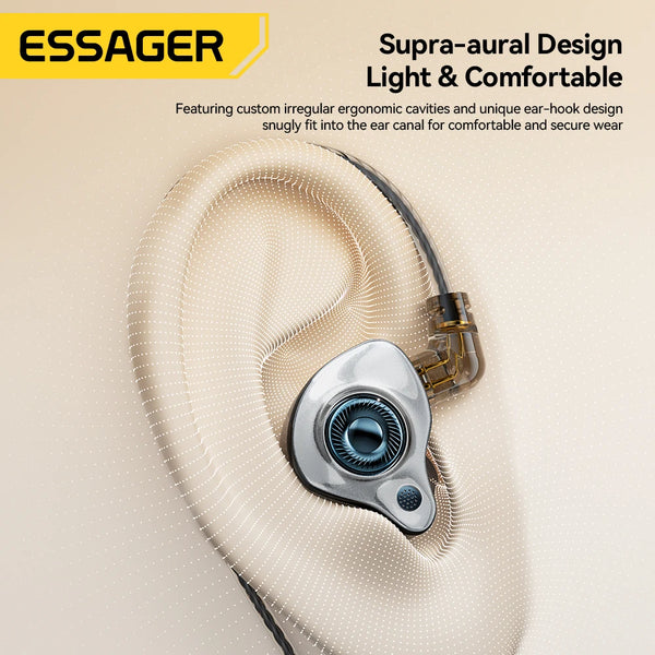 កាសស្តាប់ត្រចៀក Essager USB Type C 3.5mm មានខ្សែសម្រាប់លេងហ្គេម កាសស្តាប់ HiFi បាស ស្តេរ៉េអូ លេងហ្គេម កាសស្តាប់ត្រចៀក កាសកាត់បន្ថយសំឡេងរំខាន