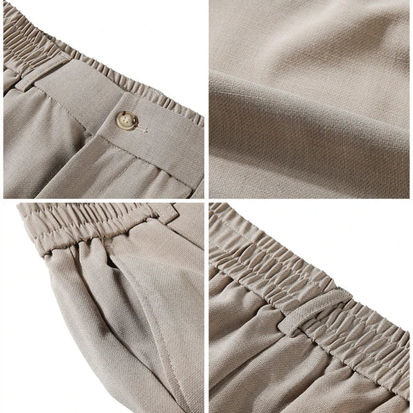 Men's Summer Imitation Linen Relaxed-Fit Trousers – Old Money Style Lightweight & Breathable Casual Pants with Elastic Waist