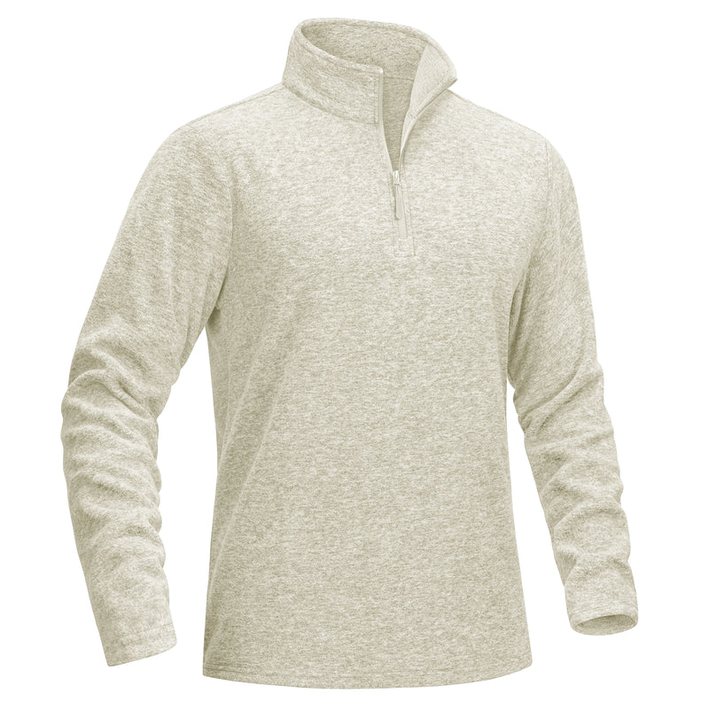 TACVASEN Men's Quarter Zip Up Fleece Pullover Warm Windproof Sweaters High Stand Collar Polyester Sweatshirts Fit Hike And Golf