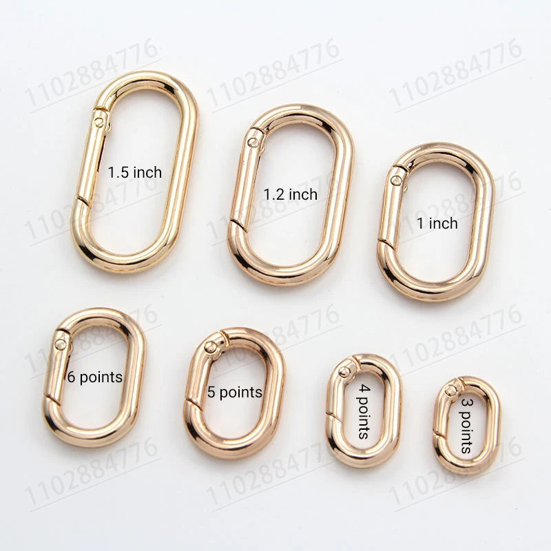 2PC Oval Spring O Ring Openable Leather Bag Handbag Strap Buckle Connect Keyring Pendant Key Dog Chain Snap Clasp Clip Carabiner