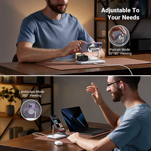 UGREEN MFi សម្រាប់ Magsafe 25W Wireless Charger Stand 15W 3-in-1 Charging Station សម្រាប់ iPhone 15 16 Pro Max សម្រាប់ Apple Watch AirPods