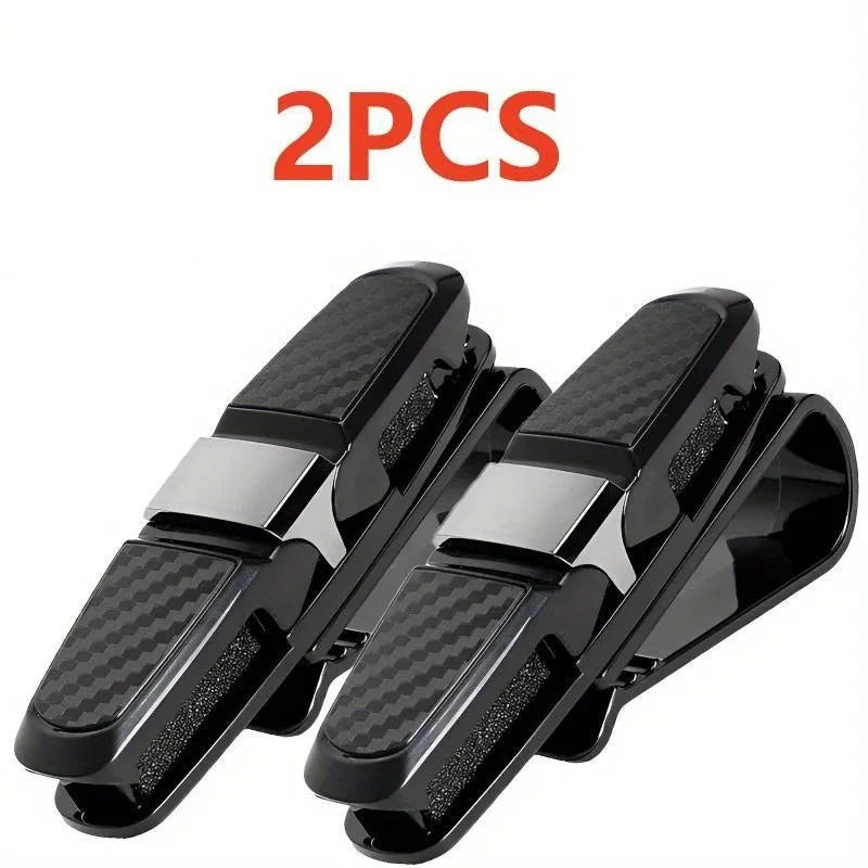 2pcs Car Visor Sunglass Holder Clip, Portable Eyeglasses Mount, ABS Material Auto Accessories Compatible with Various Models.