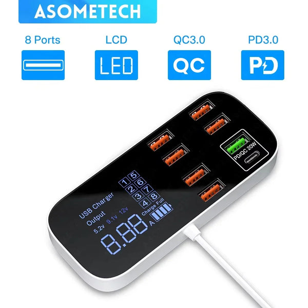 ឧបករណ៍សាកថ្មលឿន USB HUB សម្រាប់ថេប្លេត ឧបករណ៍សាកថ្មទូរសព្ទ ឧបករណ៍សាកថ្មលឿនសម្រាប់ iPhone Xiaomi Huawei Samsung