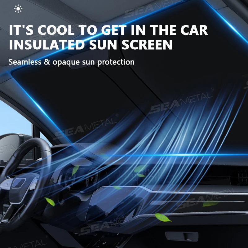 SEAMETAL Car Windshield Sun Shade Cover Foldable Visor Protector Interior Anti UV Sun Windscreen Folding Parasol Car Accessories