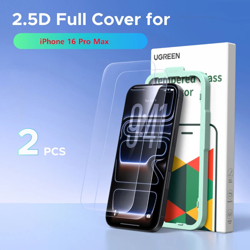 UGREEN 2PCS Screen Protector For iPhone 18 17 16 15 14 13 Pro Max Tempered Glass For iPhone 16 Plus Screen Protectors 18pro Film