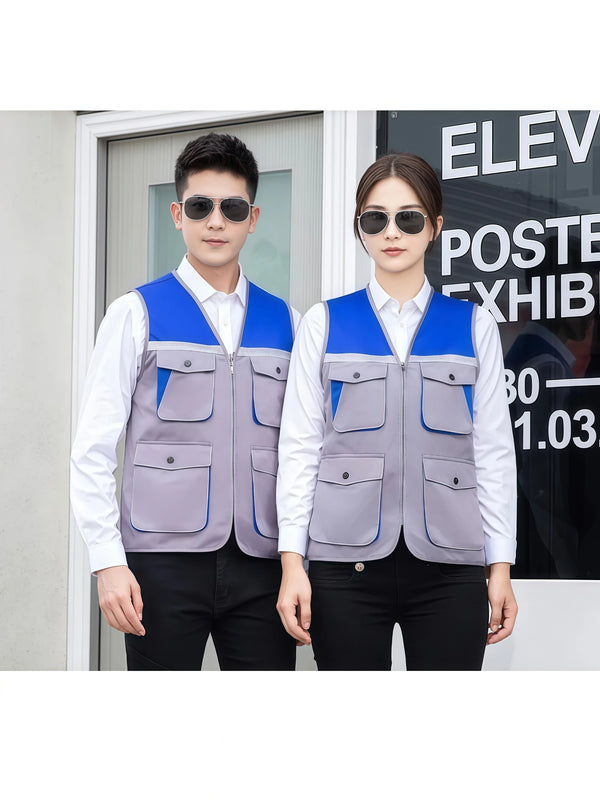 Three-dimensional Thin Shoulder Pad Summer Lightweight Jacket V-Neck Workwear Vest Professional custom embroidery hot stamping