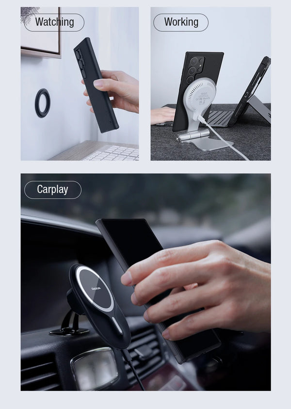 For Samsung Galaxy S24 Ultra MagSafe Case NILLKIN Frosted Shield Pro Magnetic Wireless Charging Cover For Samsung S24 / S24+